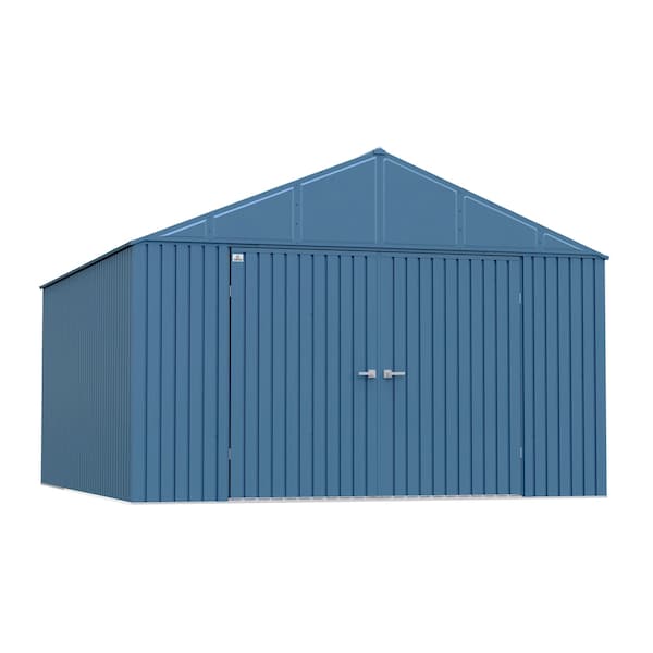 Elite Galvalume Steel Premium Shed Storage Shed, 12 ft x 14 ft, Blue Grey